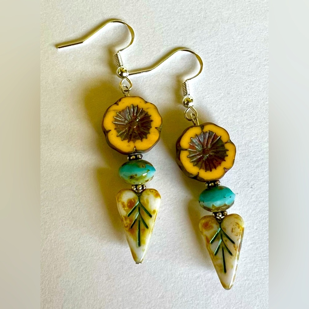 Solid Sterling Czech Earrings - image 1